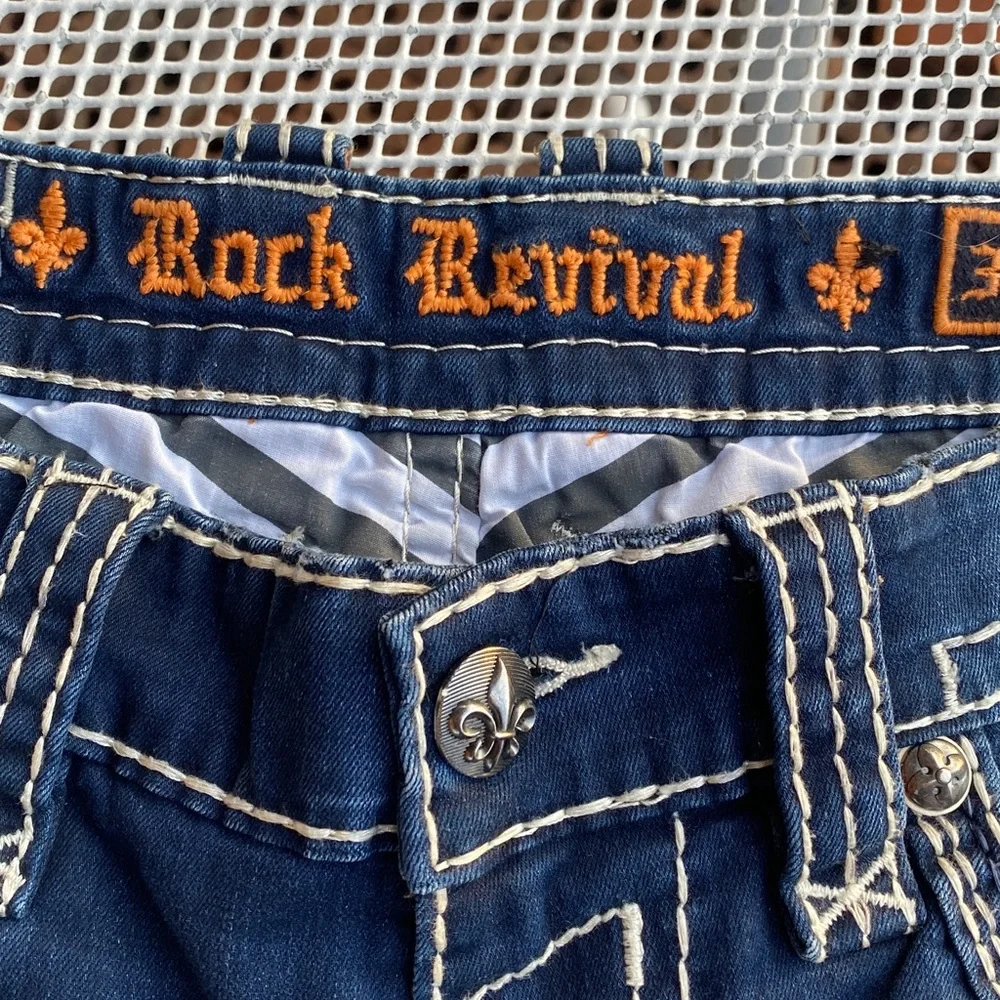 Rock Revival Blue Denim Jeans Elmwood boot size 34 - Picture 8 of 14